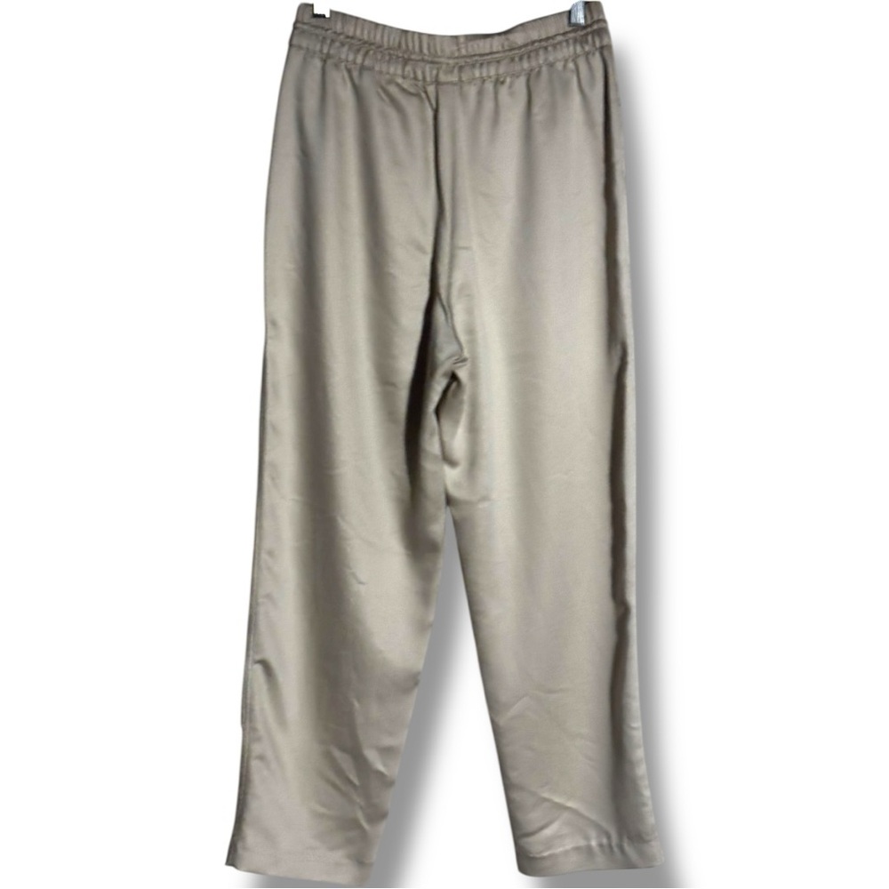H&M Beige/Cream Soft Comfy High Drawstring Waist Satin Cropped Trousers - Picture 7 of 13